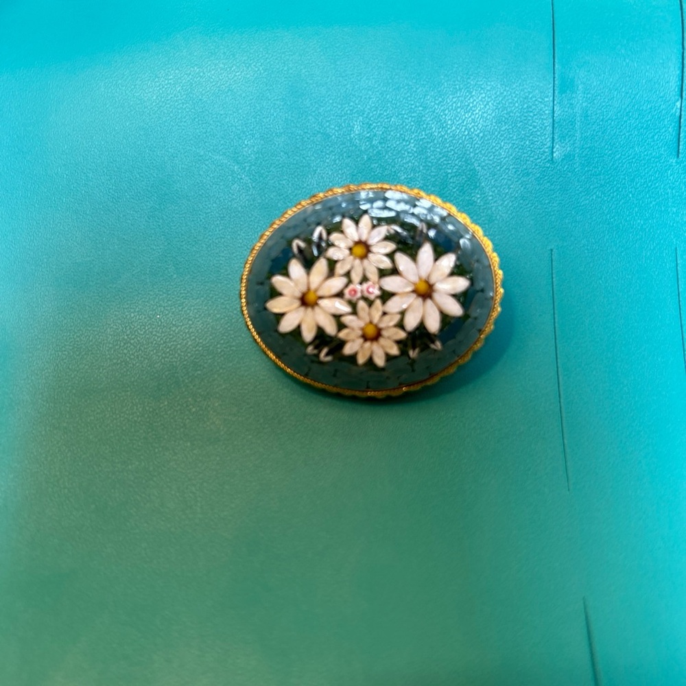 Vintage Micro mini Italian glass Mosaic broach